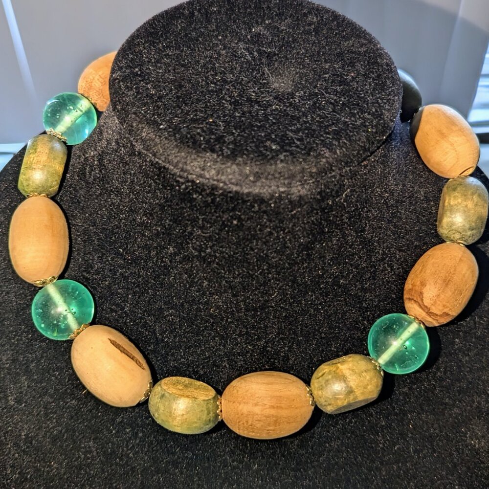 New wooden and glass beads necklace by Amra Home Accents